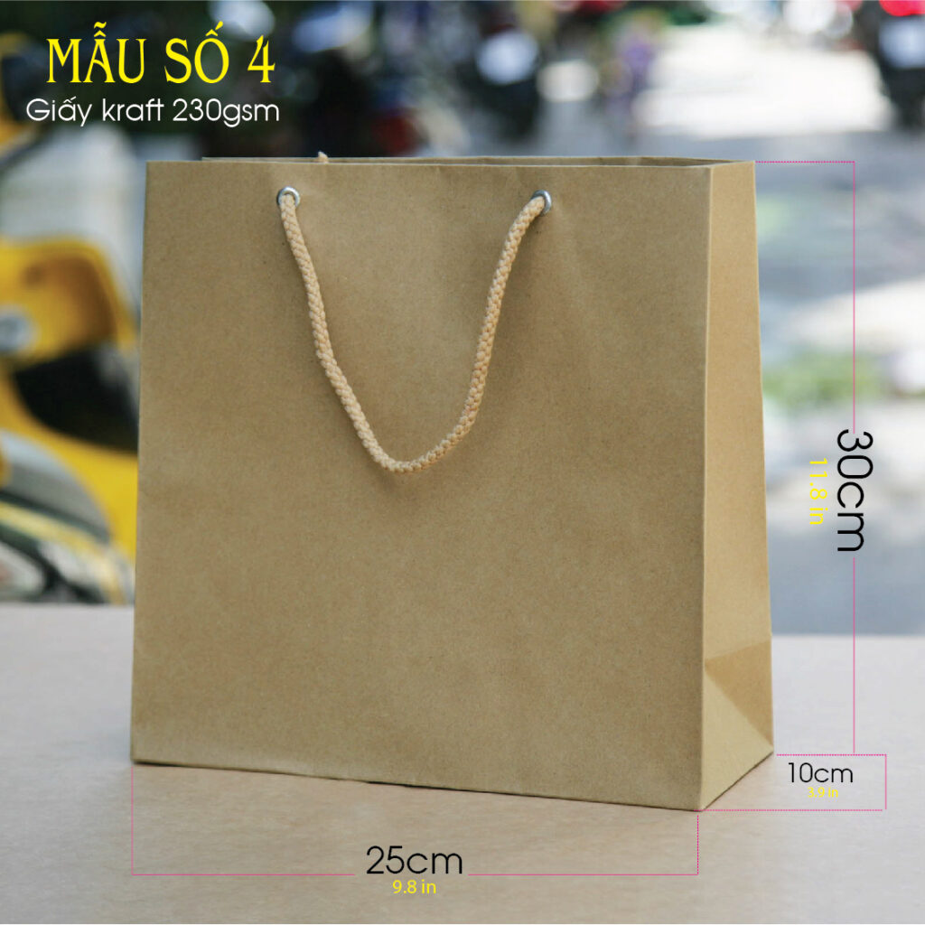 The square kraft paper bag is produced by Vu Thi company in Saigon, Vietnam.