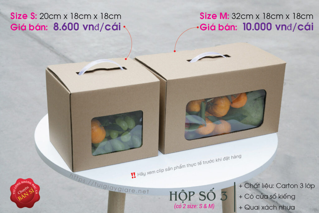 Hộp đựng trái cây carton  - Hộp carton đựng táo - Gồm 2 size S M - Fruit packaging box