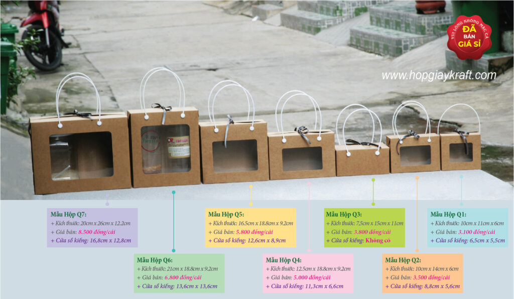 Bộ hộp Q gồm tất cả 8 kích thước khác nhau được đánh số từ Q1 đến Q8 phù hợp đựng rất nhiều loại hàng hóa sản phẩm.